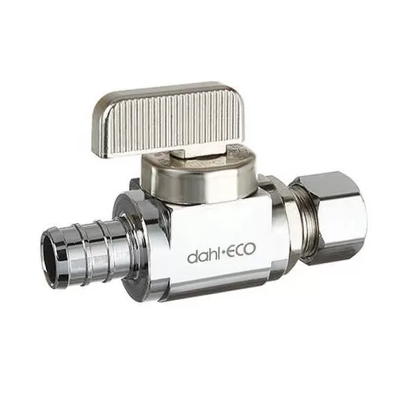 1/2" x 1/4" PEX Crimpex x OD Compression Chrome-Plated Lead-Free Brass Straight Stop Valve | DHL511PX330