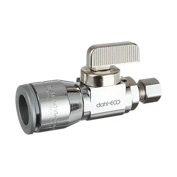 1/2" x 1/4" Quick Grip x Compression Chrome-Plated Lead-Free Brass Straight Stop Valve | DHL511QG330