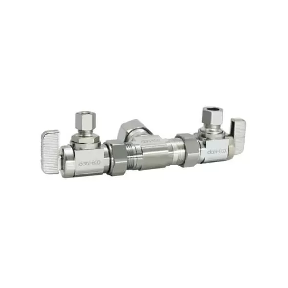 1/2" x 3/8" x 1/4" Compression Chrome-Plated Lead-Free Brass 2-Angle Dual Outlet Valve | DHLE334000