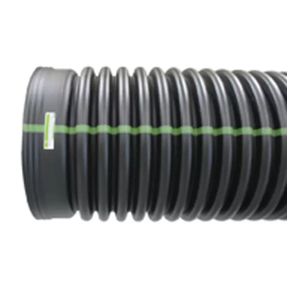 ADS Drainage Pipe, HDPE Dual Wall Inline Water-Tight N-12 Black, Bell-End x Spigot, 6" x 20' | DPE06650020IBDW