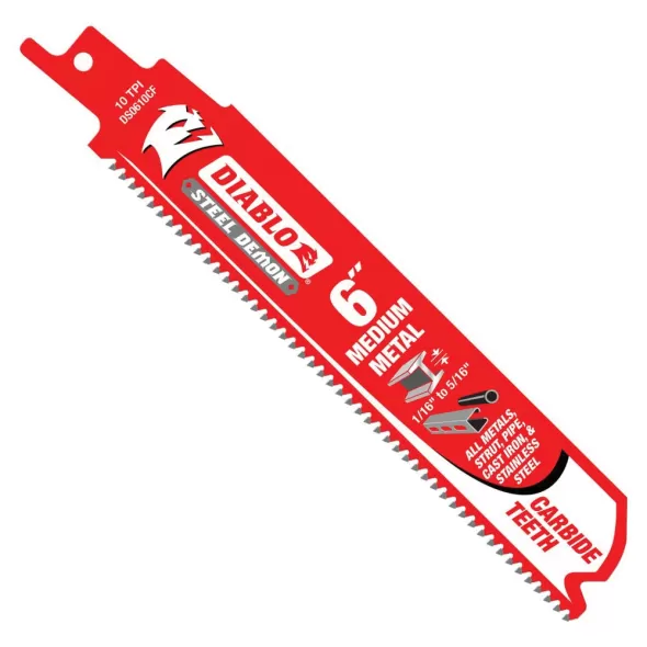6" x 1" Steel 10 TPI For Reciprocating Saw and Cordless Reciprocating Saw Blade | DSWDS0610CF3
