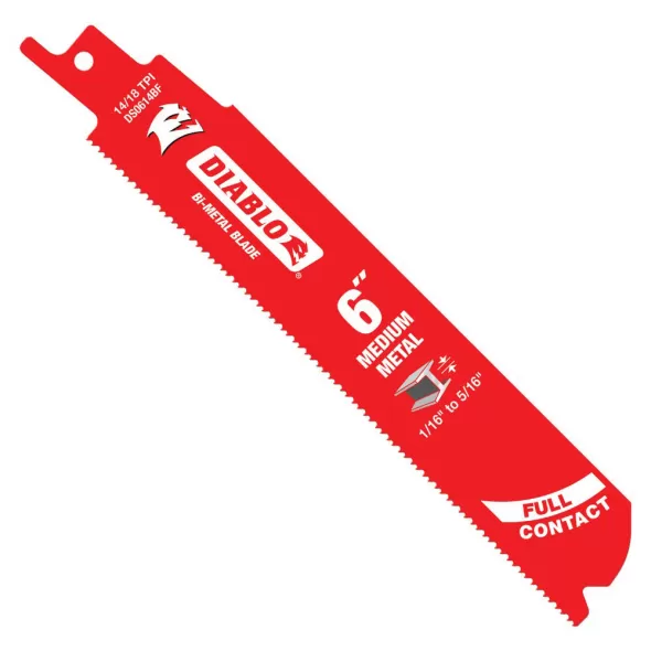 6" x 1" Bi-Metal 14/18 TPI For Reciprocating Saw and Cordless Reciprocating Saw Blade | DSWDS0614BF5