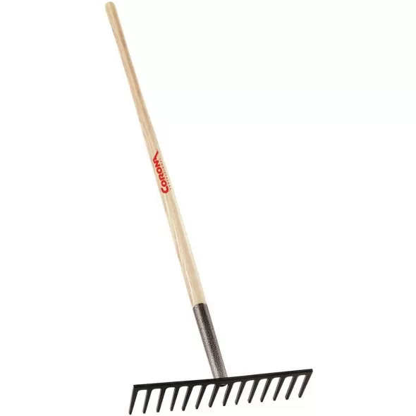 60" Ash Wood Handle 14 Tines Level Head Rake | CORRK64002