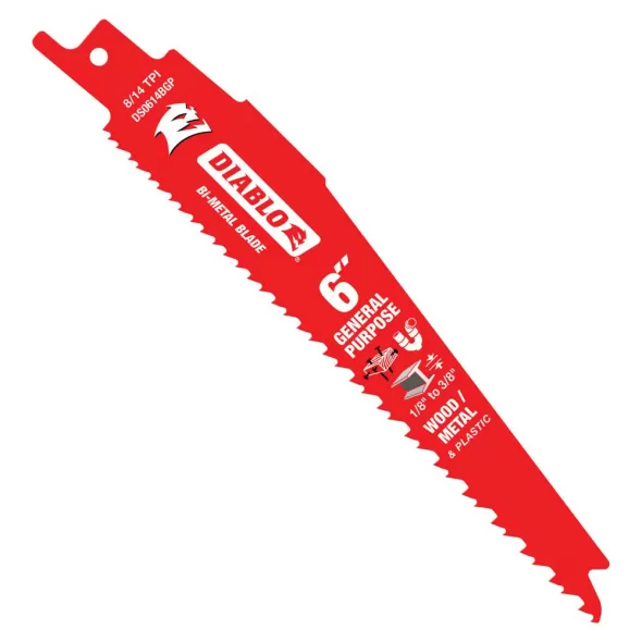6" x 1" Bi-Metal 8/14 TPI For Reciprocating Saw and Cordless Reciprocating Saw Blade | DSWDS0614BGP5