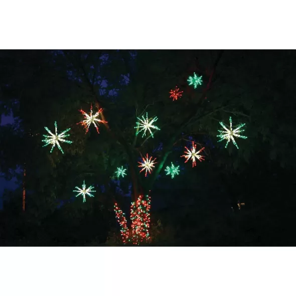 24" Pure White Green Metal Frame LED 3D Star Burst | HBL3D24STBPWGR