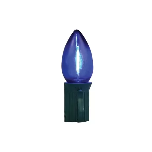 Smooth Screw-In C7 LED Blue Transparent Commercial Grade LED Bulb | HBLBU25FLDSC7TBL