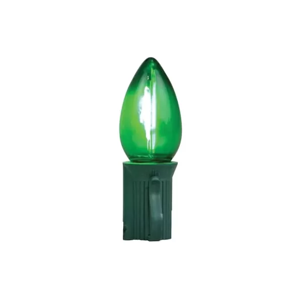 Smooth Screw-In C7 LED Green Transparent Commercial Grade LED Bulb | HBLBU25FLDSC7TGR