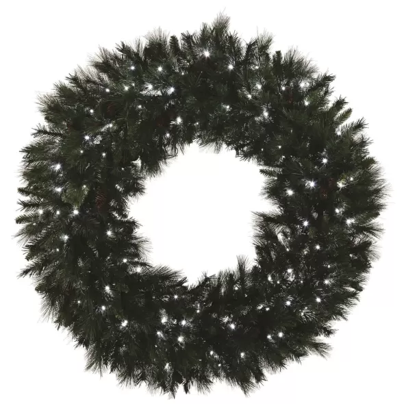 Pure White 5 mm LED 60" Mixed Noble Series Wreath | HBLMWR60PWLED
