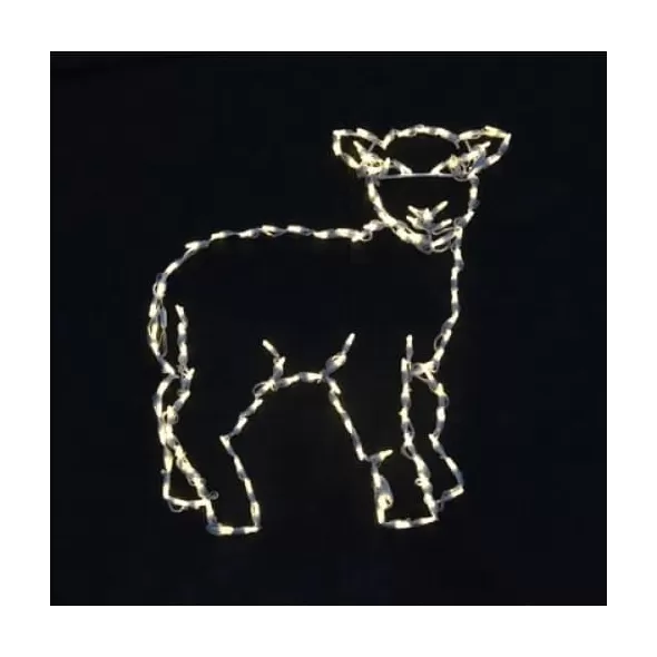 LED 32" x 29" Powder Coated Frame Nativity Standing Lamb | HBLLEDLAMB1116