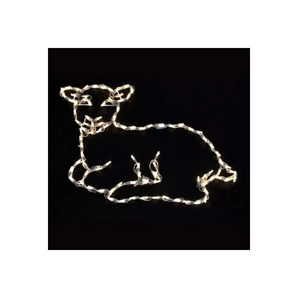 LED 24" x 34" Powder Coated Frame Nativity Laying Lamb | HBLLEDLAMB295
