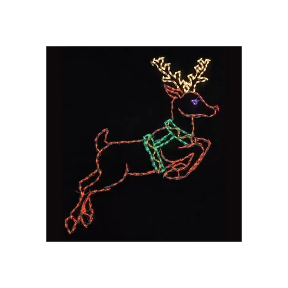 LED 51" x 56" Powder Coated Frame Leaping Reindeer | HBLLEDLR277