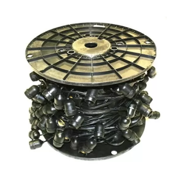 Vintage E26 Socket Cord 330' Black For Vintage Patio Lights | LEDREEL-VIN330