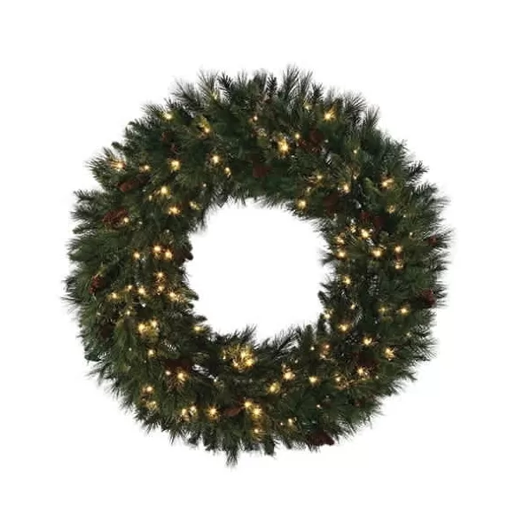 Warm White 5 mm LED 24" Mixed Noble Series Battery Operated Wreath | HBLMWR24BOWW