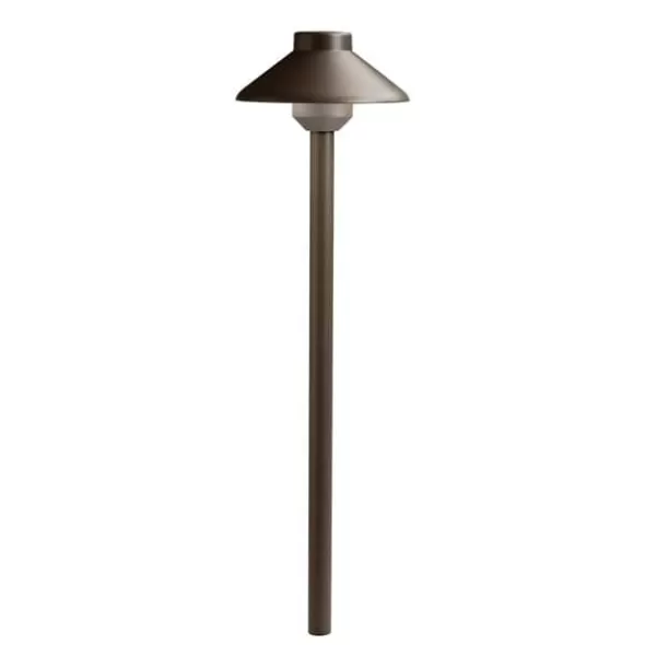 6 W 3000K Integrated LED Textured Architectural Bronze Aluminum Landscape Series Short Stepped Dome Path Light | KIC15821AZT30