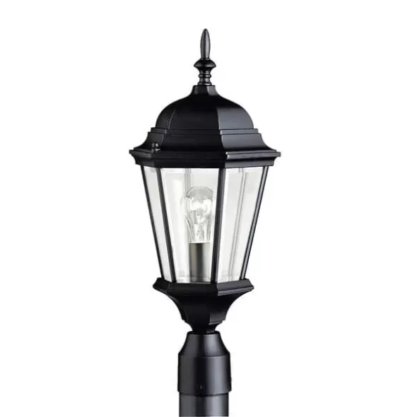 150 W E26 Medium Incandescent Black Aluminum Outdoor Post Light | KIC9956BK