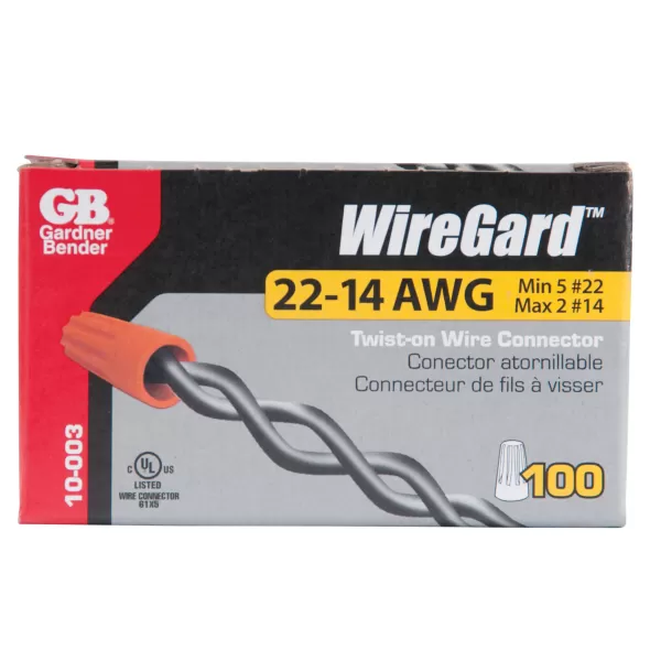600 V 22-14 AWG Copper/Copper Orange 100/Box High Performance Wire Nut Connector | KNG10003