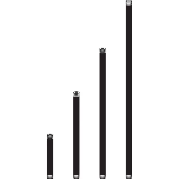3/4" x 18" Textured Black Aluminum For In-Ground Support Stakes and Surface Mounting Flanges Mounting Stem