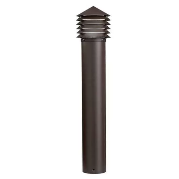 3.57 W 2800K LED Textured Black Aluminum Louvered LED Bollard Light | KIC16130BKT28