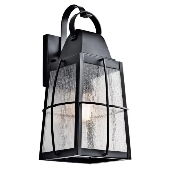 150 W E26 Medium A21 Incandescent Textured Black Aluminum Wall Light | KIC49554BKT