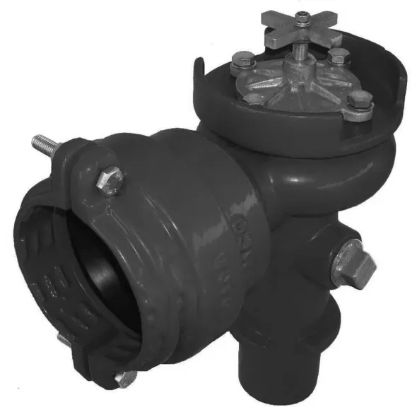 2" Spigot x Gasketed Epoxy Coated Ductile Iron 350 psi LV Series Standard Port Cross Top Handle Angle Valve | LEMLV212