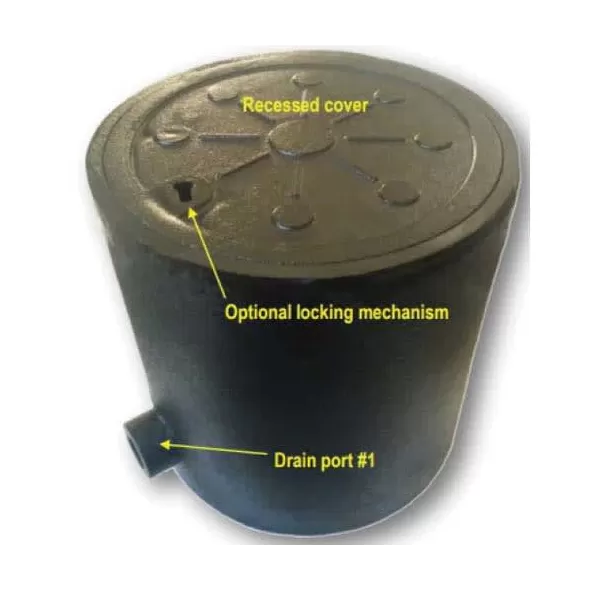 12" x 3-1/2" Round Black with Inlet Port Valve Box | LEMLWB12R