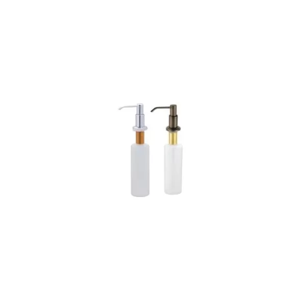 3" 10 Ounce Brushed Nickel Brass Plastic Liquid Soap Dispenser | MATLSD100S