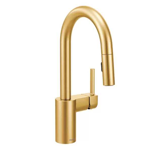 3/8" Compression 13-3/4" Metal Brushed Gold 1-Handle High Arc Pulldown Bar Faucet | MON5965BG