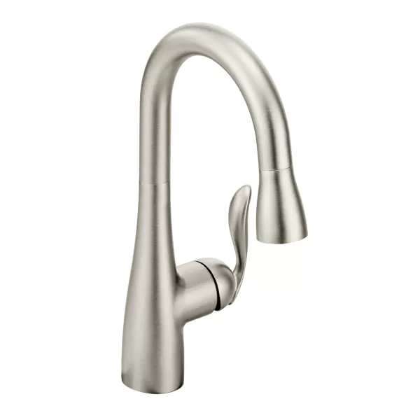 3/8" Compression 14-3/8" Metal Spot Resist Stainless Steel 1-Handle High Arc 6-19/16" Reach Pulldown Bar Faucet | MON5995SRS
