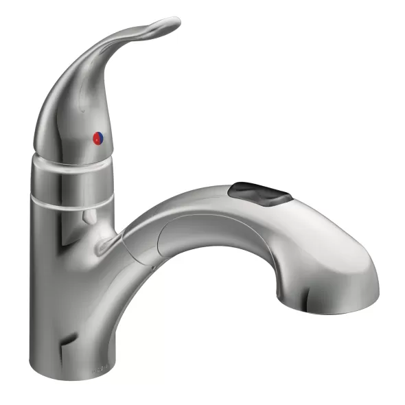 3/8" Compression 10-5/8" Metal Chrome 1-Handle Low Arc Pull-Out Kitchen Faucet | MON67315C