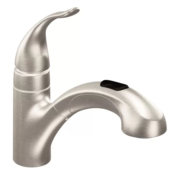 3/8" Compression 10-5/8" Metal Spot Resist Stainless Steel 1-Handle Low Arc Pull-Out Kitchen Faucet | MON67315SRS