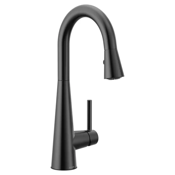 3/8" Compression 14-1/2" Metal Matte Black 1-Handle High Arc Pulldown Bar Faucet | MON7664BL