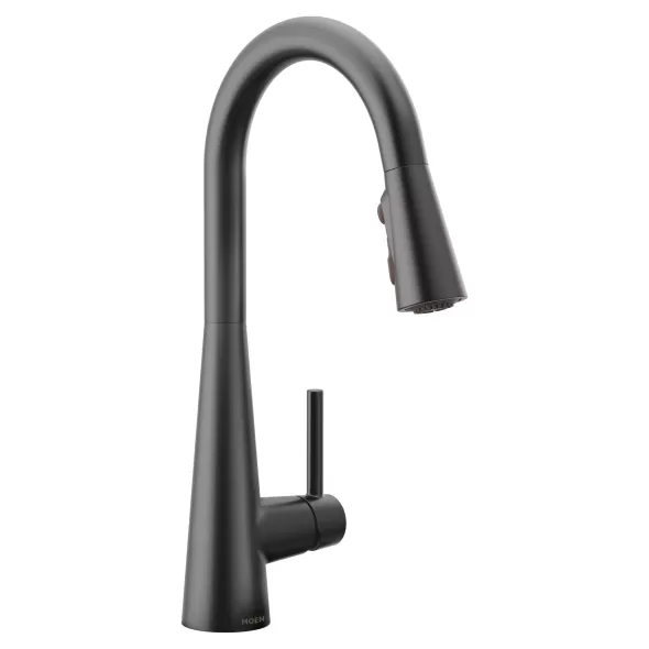 3/8" Compression 15-9/16" Metal Matte Black 1-Handle High Arc Pulldown Kitchen Faucet | MON7864BL