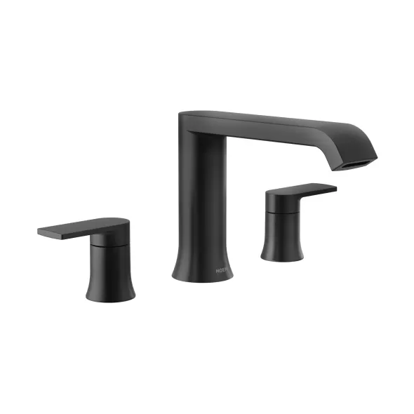 6-15/16" Metal Matte Black 2-Handle Low Arc Roman Tub Faucet | MONT908BL