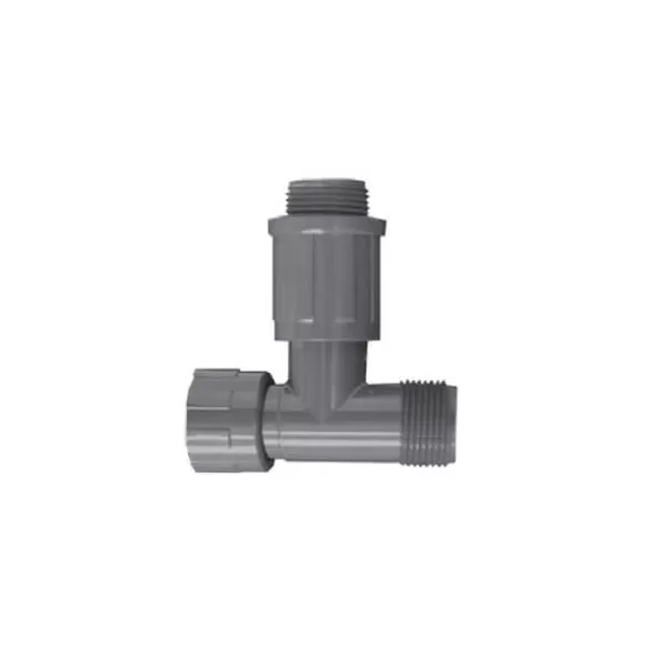 Gray PVC Manifold Tee 1 in. Nut x Male Thread x Male Valve Connection | 1301010