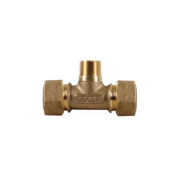 3/4" Type T CTS Compression x Type T CTS Compression x MNPT Brass 74762T Series Tee | MCD74762T34