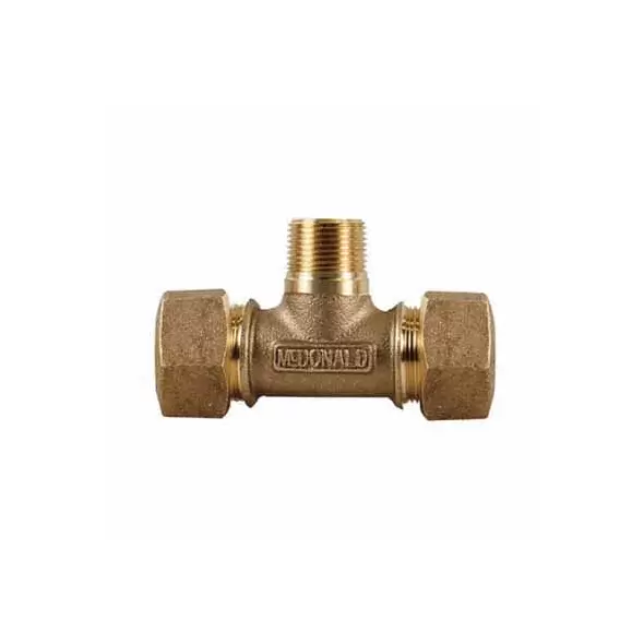 3/4" Type T CTS Compression x Type T CTS Compression x MNPT Brass 74762T Series Tee | MCD74762T34