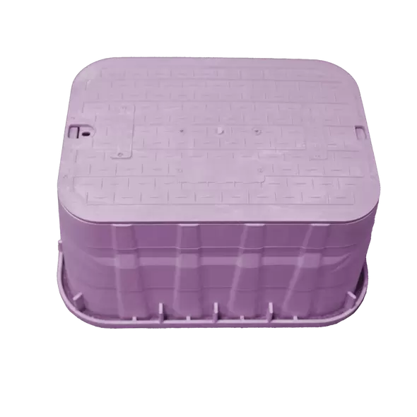 13" x 20" Rectangular Purple Box Reclaimed Water Pro-Spec with Overlapping Purple Cover Jumbo Valve Box | NDB318PBCR