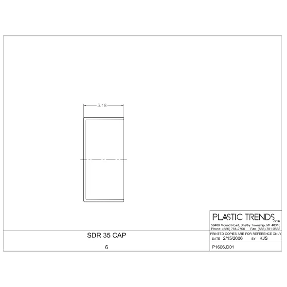 6" Hub White PVC Solvent Weld Drain Cap | NDP6P06