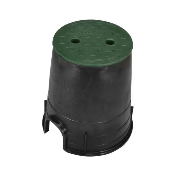 6" Round Black Box Water Meter Pro with Overlapping Green Cover Valve Box | NDB107BCW