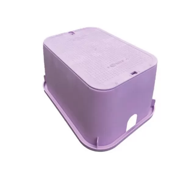 13" x 20" Rectangular Purple Box Reclaimed Water Standard Jumbo with Overlapping Purple Cover Valve Box | NDB217PBCR