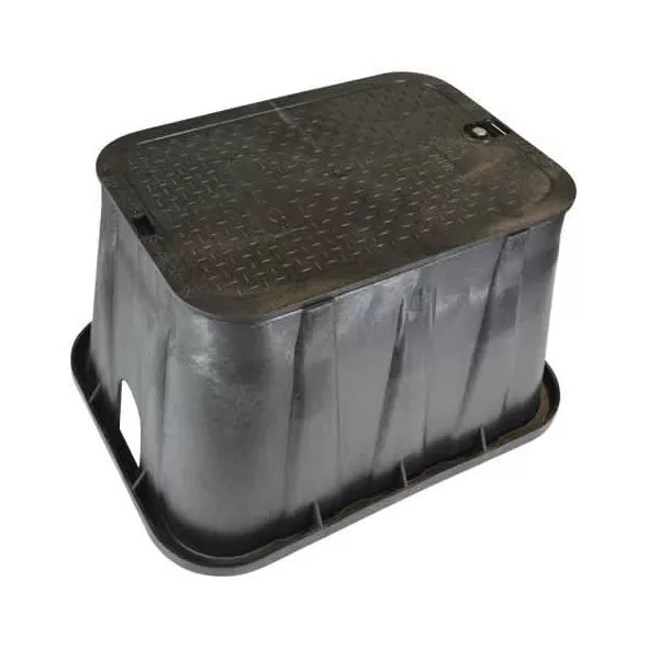Valve Box, 14" x 19" Rectangular HDPE Black Irrigation Control Valve Pro-Spec Corrugated