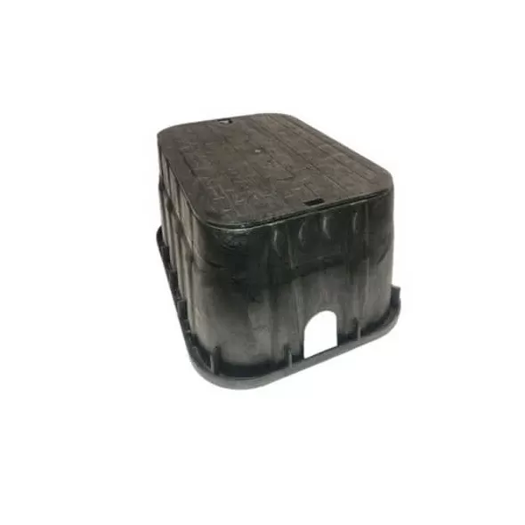 13" x 20" Rectangular Black Box Irrigation Control Valve Pro-Spec with Overlapping Bolt-Down Black Cover Valve Box | NDB317BCBBLK