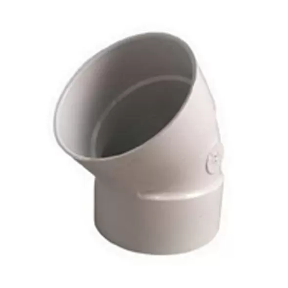 6" Hub White PVC 45 deg 1/8" Bend Solvent Weld Elbow