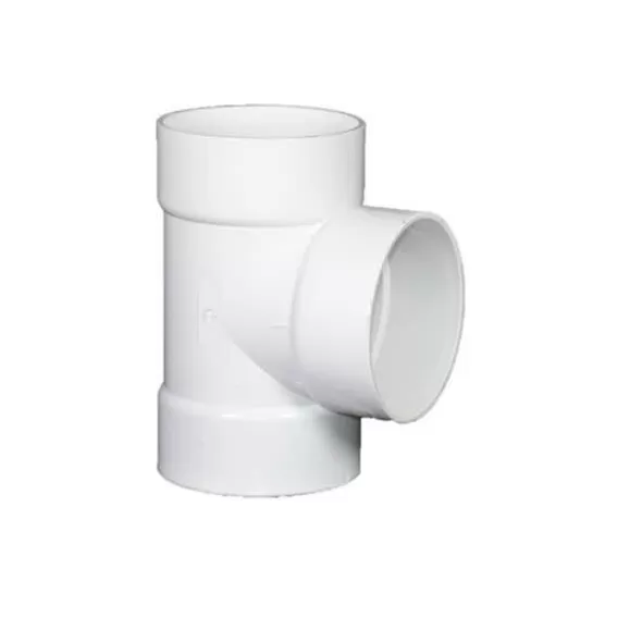 8" x 4" Hub White PVC Solvent Weld Straight Tee | NDP84P01
