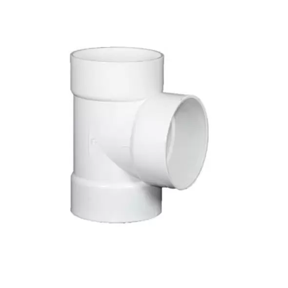 8" x 4" Hub White PVC Solvent Weld Straight Tee | NDP84P01