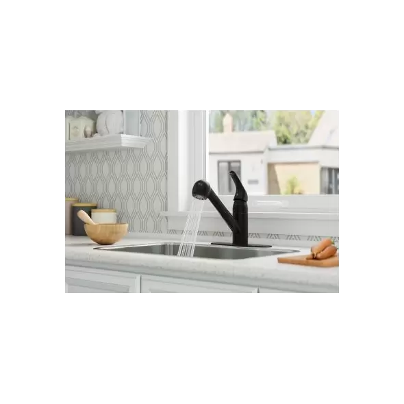1/2" NPSM 10" x 9-7/8" Brass Tuscan Bronze 1-Handle Pfirst Series Pull-Out Kitchen Faucet | PPFG13310YY