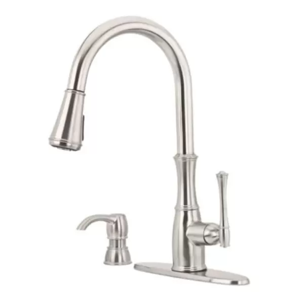 3/8" Female Threaded 16-15/16" Zinc Stainless Steel 1-Handle Wheaton Series Pull-Down Kitchen Faucet | PPFGT529WH1S