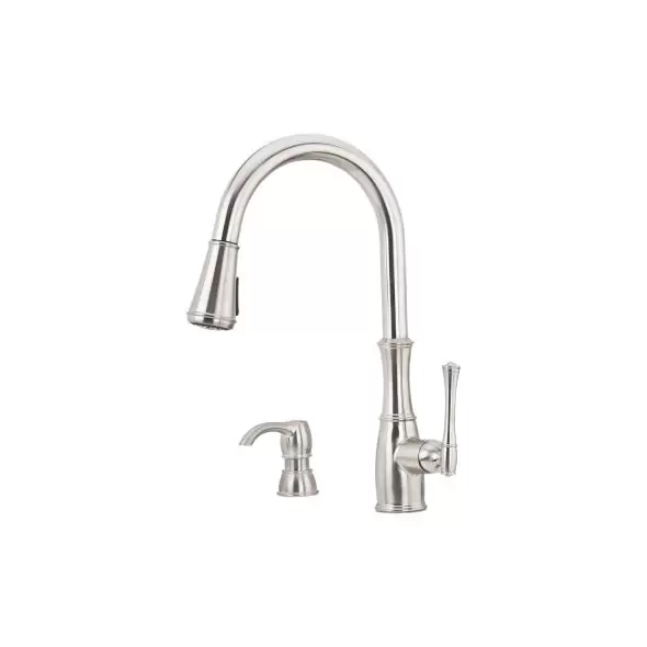 3/8" Female Threaded 16-15/16" Zinc Stainless Steel 1-Handle Wheaton Series Pull-Down Kitchen Faucet | PPFGT529WH1S