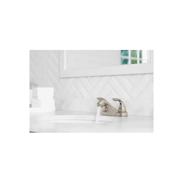 9-5/16" x 3-1/2" Metal Brushed Nickel 2-Handle Pfirst Series Centerset Bathroom Faucet | PPFLG143610K