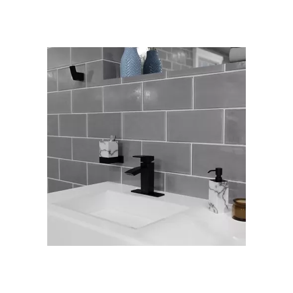 6-5/32" x 6-11/16" Metal Matte Black Single Control Kenzo Series Bathroom Faucet | PPFLG42DF1B